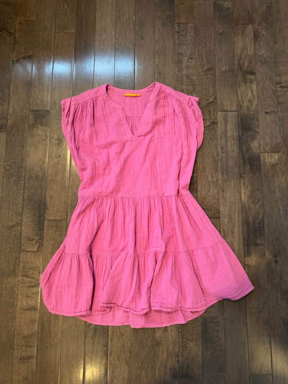 Oliphant Purple Tiered V‑Neck Mini Dress size L